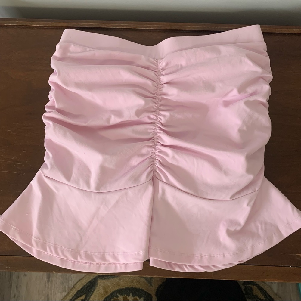 Gold Hinge Skirt - Light Pink Ruched Mini Skort